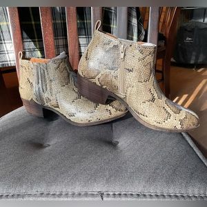 NWOT Lucky Brand leather snake print ankle boots